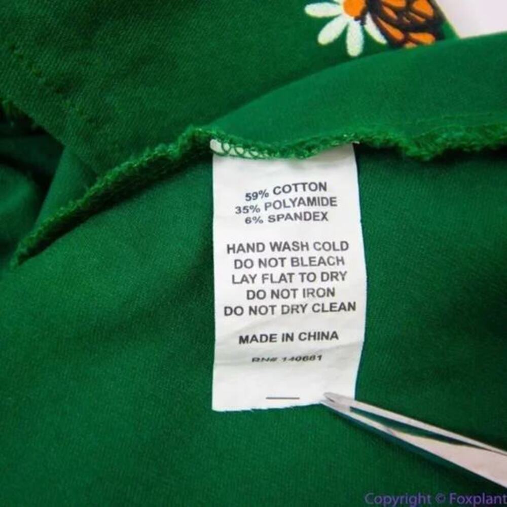 Unique Vintage X GB Butterfly And Daisy Flowers Green Dress, size L - Picture 12 of 16
